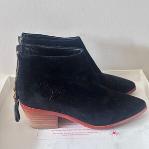 Black Ankle Boots with Wooden Heel